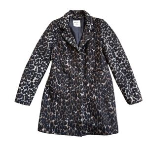 🐆 Vintage Old Navy Women's Leopard Print Wool Blend Coat Chic Classic SZ XS